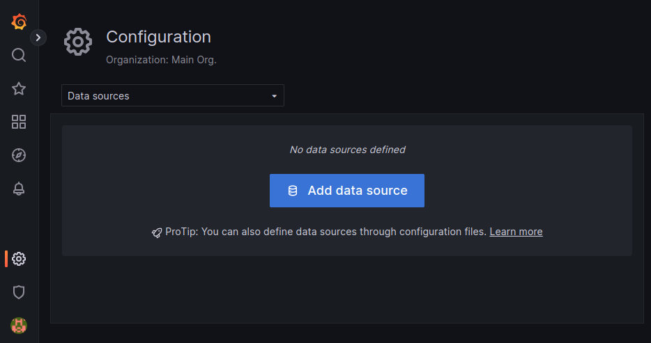 Add data source in Grafana