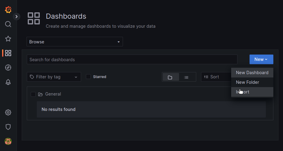 Import a dashboard in Grafana